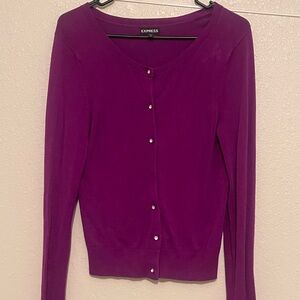EXPRESS Purple Button-Up Cardigan